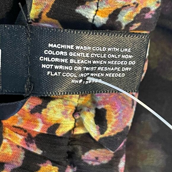 Aqua Bloomingdales Tapestry Floral Mini Skirt Black Layered Ruffles Pull-On M - Picture 8 of 9